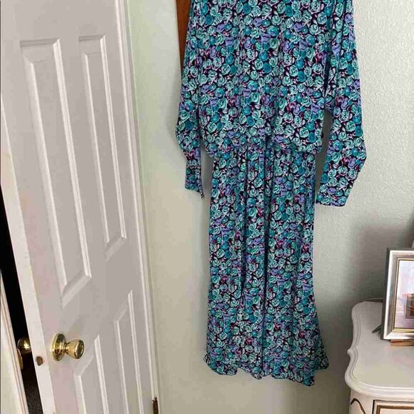 Blue and Purple Bishop Sleeve Dress - Picture 1 of 3